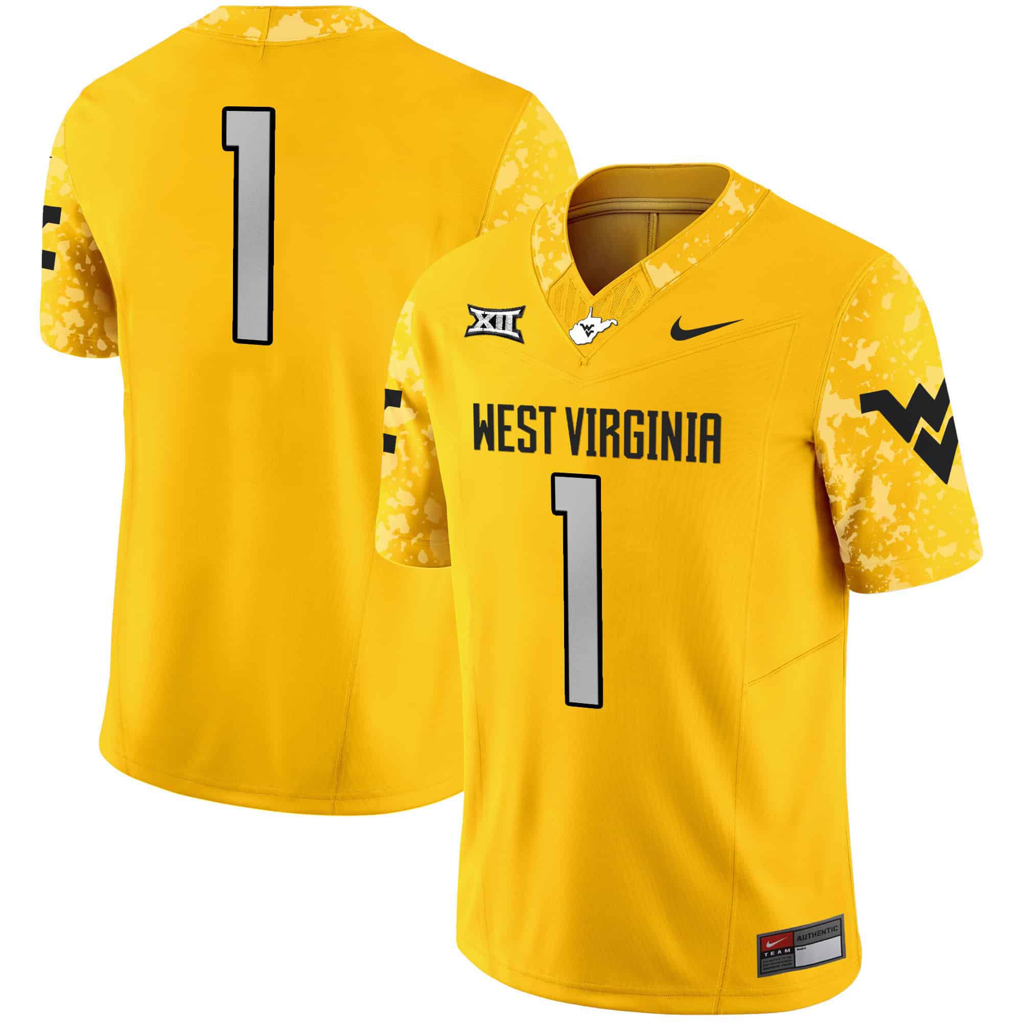 Men West Virginia Mountaineers #1 No Name Yellow 2024 Nike Vapor Limited NCAA Jersey->indianapolis colts->NFL Jersey